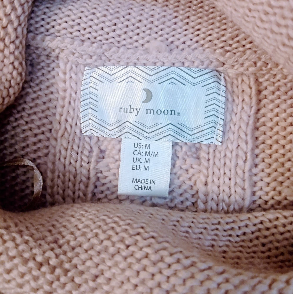 Ruby Moon Anthropologie pink wool blend slouchy cable knit dolman arm sweater M - Picture 6 of 10